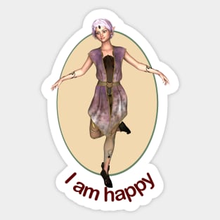 I Am Happy Fairy faerie elf dancing Sticker